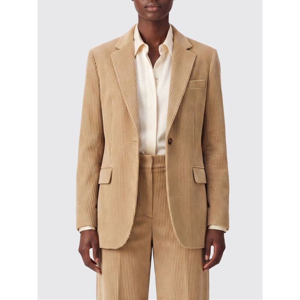 Rohe Women Single-Breasted Short Cotton Velvet Blazer Rohe With V-Neck Lapels